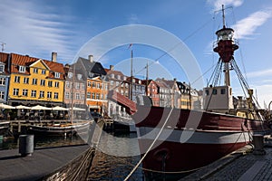 Colorful houses at the canals of Nyhavn in Copenhagen