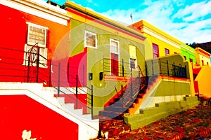 The colorful houses in Cape Town