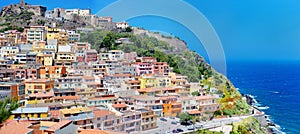 Colorful houses and a castle of Castelsardo town