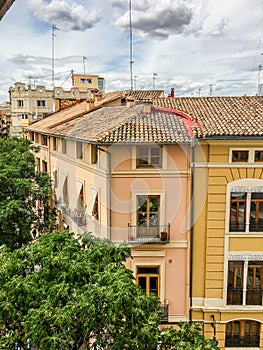 Colorful houses of the city Valencia Spain