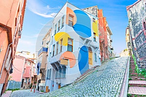 Colorful houses in the cobblestone streets of Fene in, Istanbul