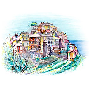 Colorful houses in Corniglia, Ligury, Italy