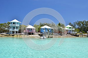 Colorful houses at Exuma, Bahamas