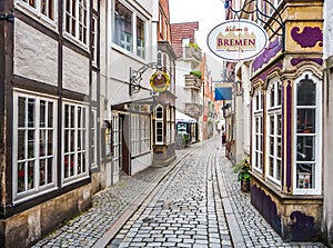 Colorful houses in famous Schnoorviertel in Bremen, Germany photo