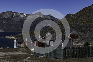 Colorful houses of the fishing town in Greenland