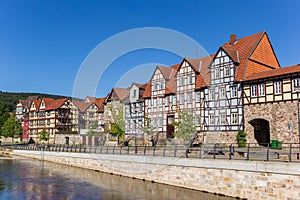 Colorful houses at the Fulda riverside in historic Hannoversch M