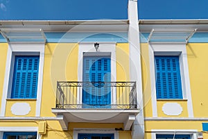 Colorful houses at Galaxidi village in Greece.