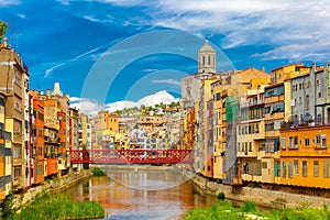 Colorful houses in Girona, Catalonia, Spain photo