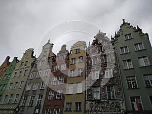 Colorful houses in a gloomy city