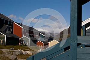 Colorful houses in Greenland fishing village photo