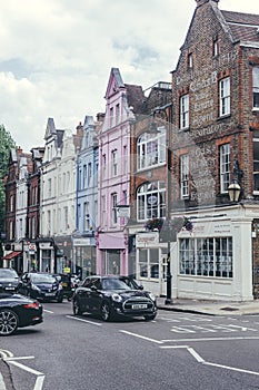 Colorful houses on Heath Street, Hampstead, London