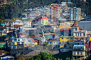 Colorful houses on a hill of Valparaiso Chile