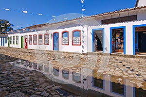 Colorful houses of historical center in the colonial city of Paraty, Rio de Janeiro, Brazil