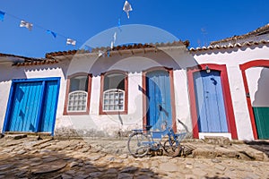 Colorful houses of historical center in the colonial city of Paraty, Rio de Janeiro, Brazil