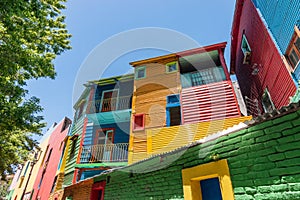 Colorful houses in La Boca district, Buenos Aires, Argentina.