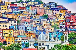 Colorful houses Las Penas Guayaquil Ecuador landmark