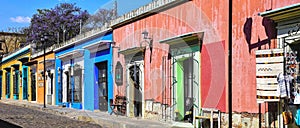 Colorful houses line Garcia Vigil street in downtown Oaxaca