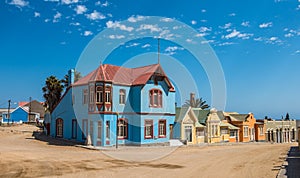 Colorful houses in Luderitz, german style town in Namibia