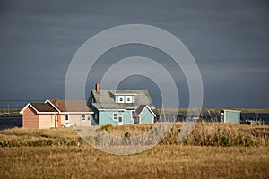 Colorful houses in magdalen island in Canada