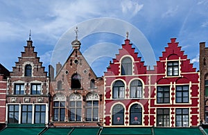 Colorful houses market square Bruges / Brugge, Belgium