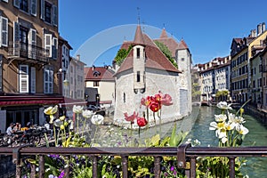 Colorful houses in medieval old city of Annecy