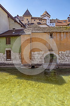 Colorful houses in medieval old city of Annecy