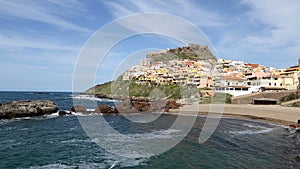 Colorful houses of Medieval town Castelsardo, Sardinia, Italy