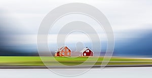 Colorful houses on motion blur background