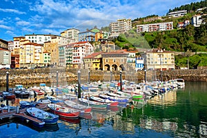 Colorful houses in Mutriku port and Old town, Basque country, Sp