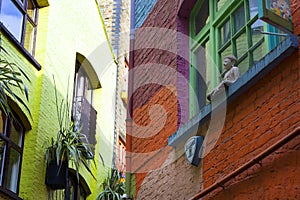 Colorful houses on Neals Yard, small alley in Covent Garden, London, United Kingdom