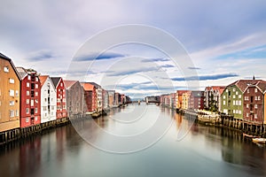 Colorful houses and the Nidelva River, Trondheim, Norway