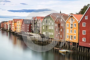 Colorful houses and the Nidelva River, Trondheim, Norway