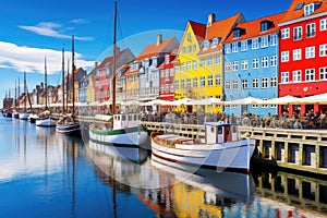 Colorful houses in Nyhavn, Copenhagen, Denmark, Amazing historical city center, Nyhavn New Harbour canal and entertainment