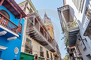 Colorful houses in the old town Cartagena, Colombia