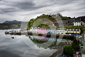 Colorful houses in Portree on Skye photo