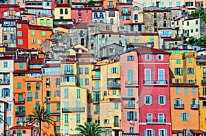 Colorful houses in Provence village of Menton