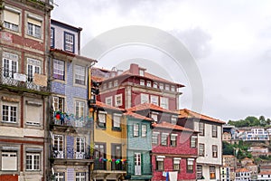 Colorful houses in Ribeira District old town of Porto in Portugal