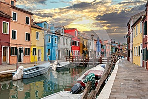 Colorful Houses at the Rio Terranova on Burano Island, Venice photo