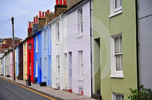 Colorful houses on a row in a Brighton street photo