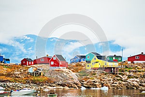 Colorful houses in Saqqaq village, Greenland