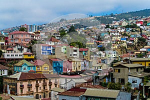 Colorful houses in slums of the city Valparaiso, Chile