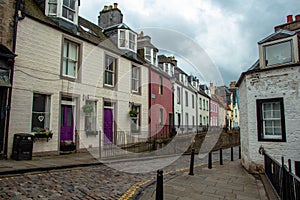 Colorful houses in South Queensferry, near Edinburgh, Scotland