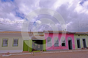 Colorful houses in the streets of Mucuge, Chapada Diamantina, Bahia, Brazil