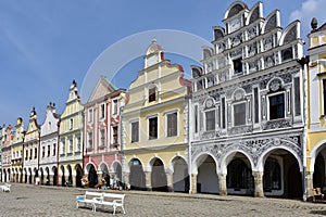 Colorful houses in town Telc,Czech republic