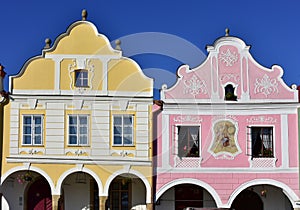 Colorful houses in town Telc,Czech republic