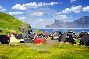 Colorful Houses in the Village of Gjogv, Eysturoy Island, Faroe Islands