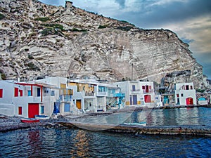 Colorful houses in the village of Klima on Milos