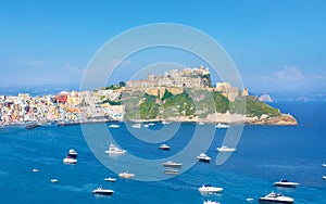 Amazing colourful Procida Island in sunny summer day, Italy photo