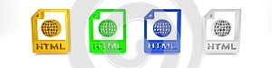 Colorful HTML file document. Download html button icon isolated on white background. HTML file symbol. Markup language