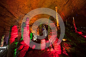 Colorful of Huanglong cave in China.